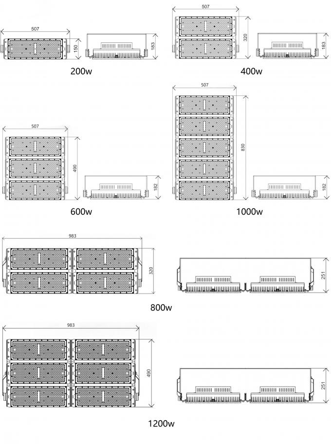 โมดูล 200W 400W 600W 800W 1200W ไฟฟ้าระบายน้ํา สําหรับสปอร์ต สเตเดี้ยม 6