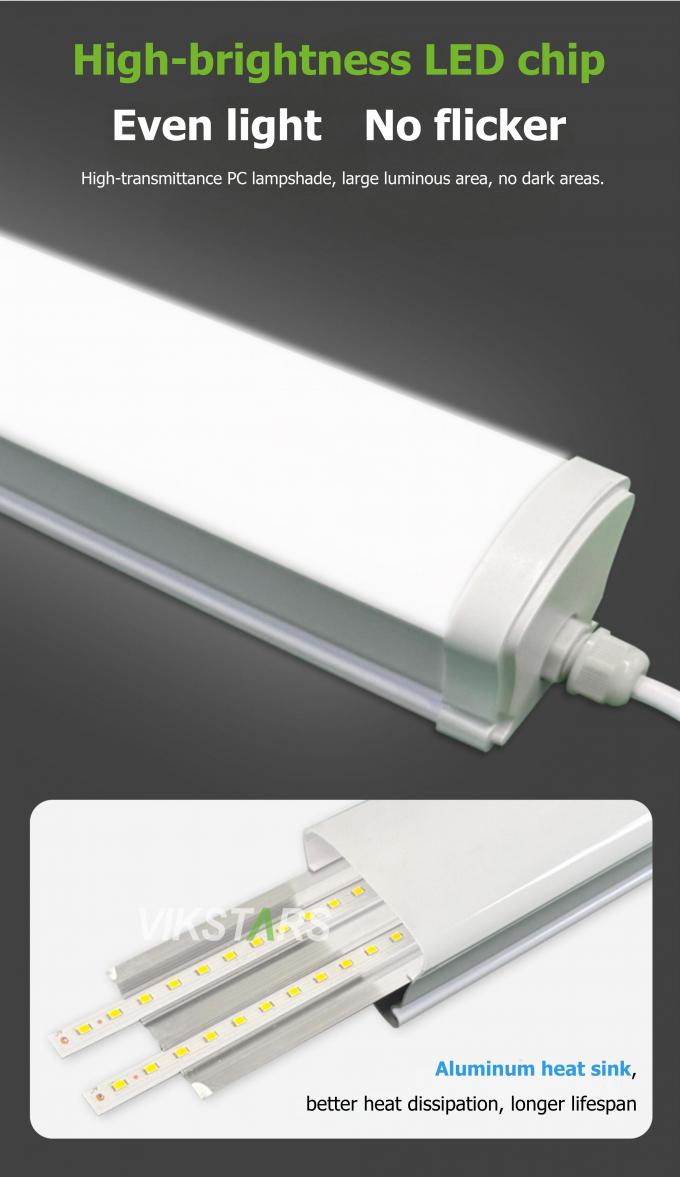 ไฟ LED เชิงเส้นราคาถูกกว่า 36W หลอด Tri-proof สำหรับโรงจอดรถกันน้ำ 1200 มม. 0
