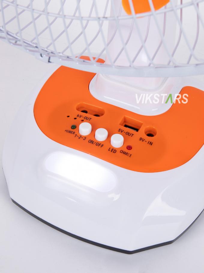 สําหรับแคมป์ฉุกเฉิน พัดลมโต๊ะพลังแสงอาทิตย์ 16 นิ้ว ประหยัดพลังงานด้วยหลอดไฟ 8