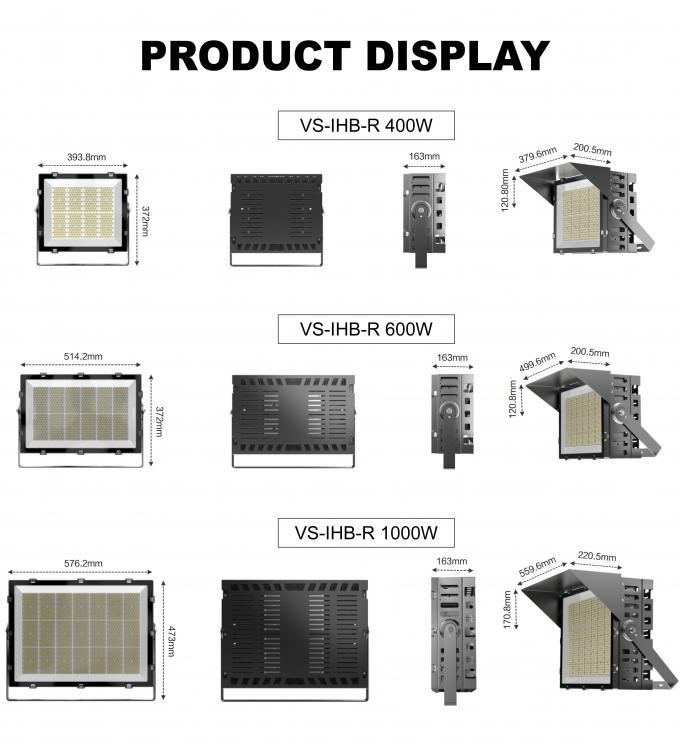 400W 600W 1000W แสงน้ํากันน้ํา 140Lm / W กระจายแสง Led Precio สําหรับสนามกีฬา 7