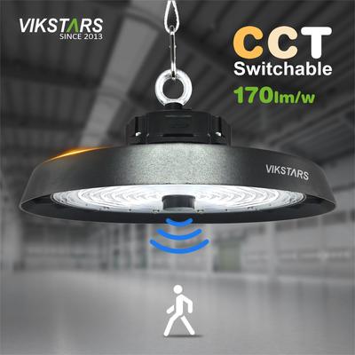 ซื้อ 170lm / w ไฟ UFO ไฮเบย์ ไฟรองรับ 3CCT ด้วยเซนเซอร์การเคลื่อนไหว การผลิตออนไลน์