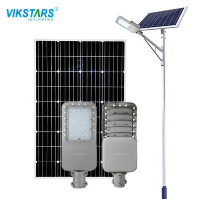 SMD3030 ไฟถนนพลังงานแสงอาทิตย์ 100 วัตต์ IP65 กันน้ำกลางแจ้ง 6000K สีขาวเย็น