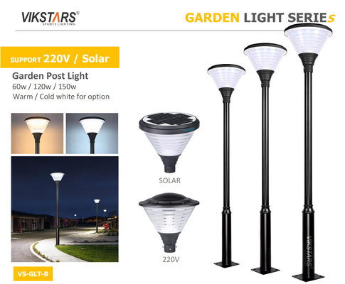 สนับสนุน 220V แสงแสงแสงอาทิตย์ LED สวนด้วย 3m ต้นสําหรับเส้นทางภูมิทัศน์